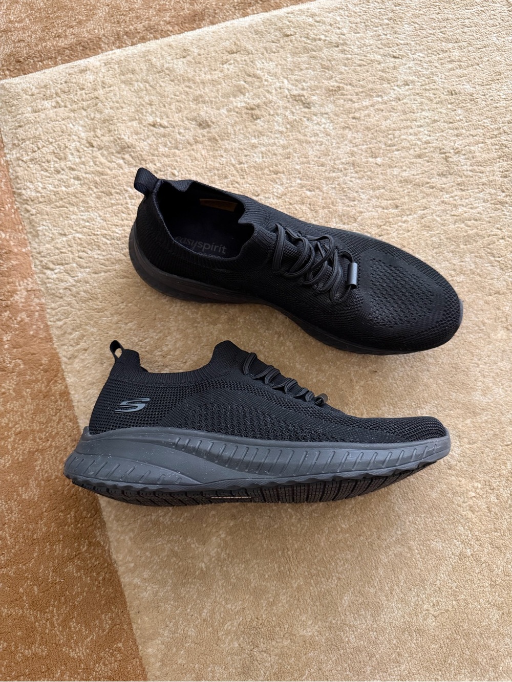 Skechers Easy Spirit Non Slip Black Knit Slip-On Athletic Sneakers